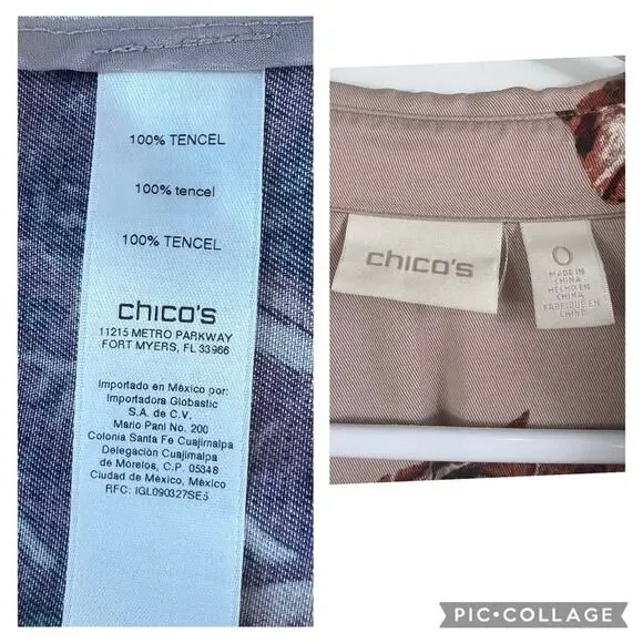 Romantic Pink Floral Ruffle Chico's Open Front Cinched Back Jacket Small Spring - Picture 8 of 12